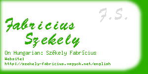 fabricius szekely business card